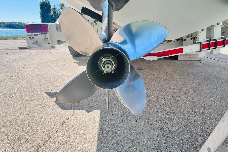 Slide: The Image of Close-up of a 1996 Baja .38 Special boat propeller on a trailer. - 25
