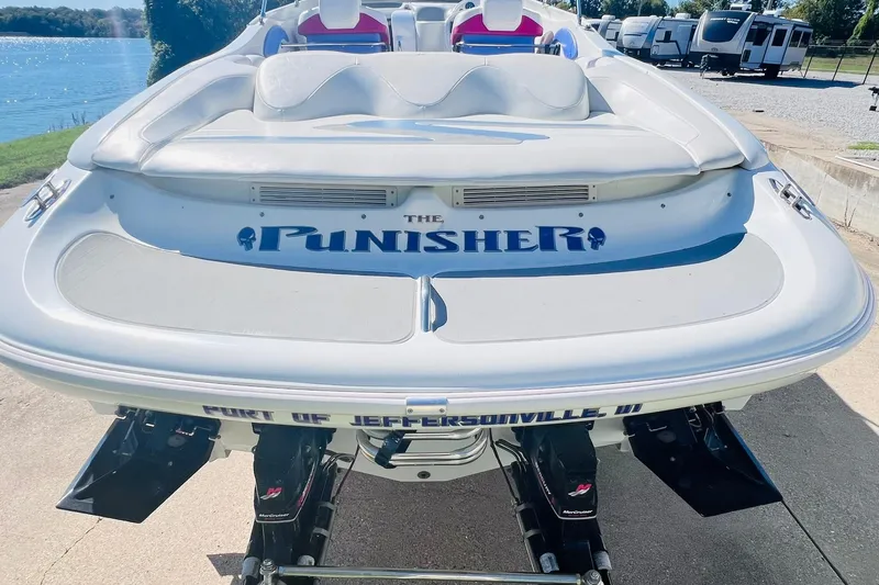 Slide: The Image of 1996 Baja .38 Special boat named "The Punisher" docked at Jeffersonville, Indiana. - 26