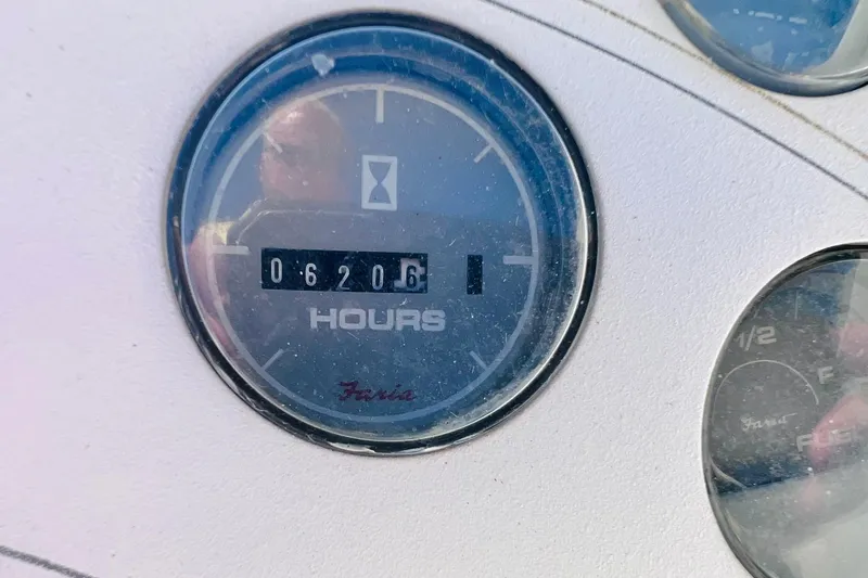 Slide: The Image of Hour meter reading 6206 on a 1996 Baja .38 Special boat dashboard. - 39