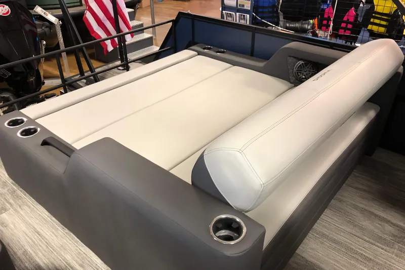 Slide: The Image of Luxurious seating area on 2026 Viaggio Z24S boat with cup holders and sleek design. - 8