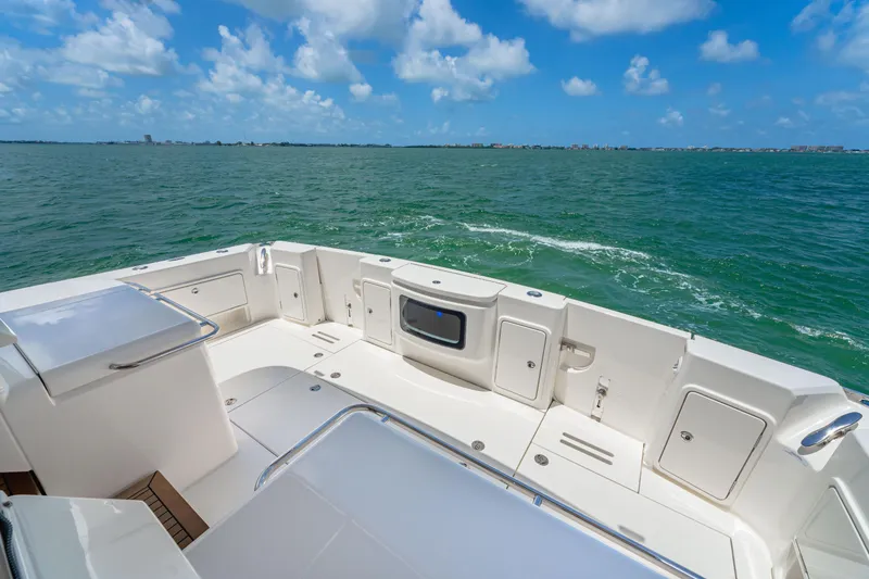 Slide: The Image of 2024 Riviera 505 SUV yacht deck with ocean view. - 15