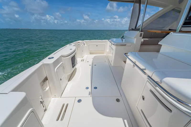 Slide: The Image of 2024 Riviera 505 SUV boat deck with ocean view. - 16