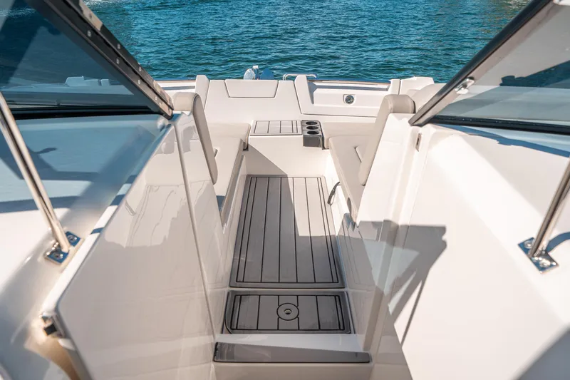 Slide: The Image of Aquila 32 Sport 2022 boat interior with sleek design and open deck view. - 44