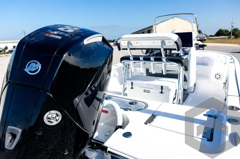 Slide: The Image of 2026 Tidewater 2110 Bay Max boat with powerful V8 engine, sleek design, and modern features. - 26