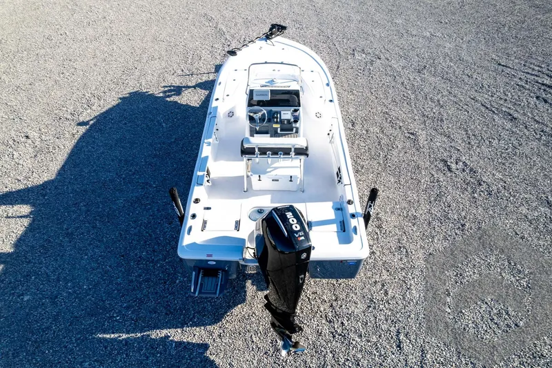 Slide: The Image of 2026 Tidewater 2110 Bay Max boat on gravel, aerial view. - 72
