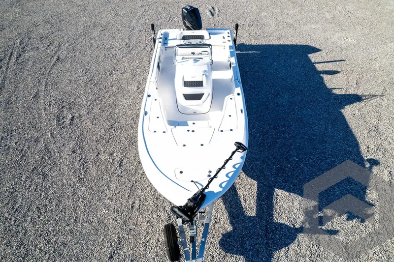 Slide: The Image of 2026 Tidewater 2110 Bay Max boat on gravel surface, aerial view. - 76