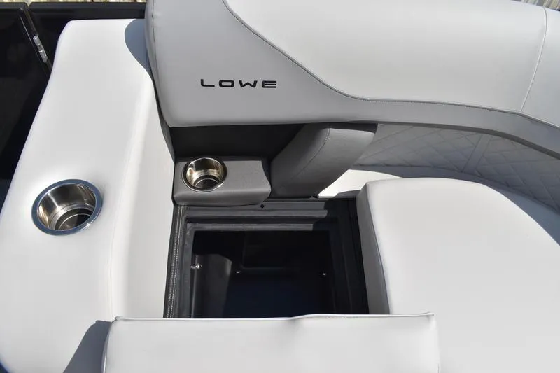Slide: The Image of 2023 Lowe SS 230 DV boat seat with cup holders and storage compartment. - 17