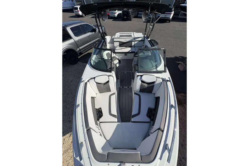 Slide: The Image of 2023 Monterey 238SS Super Sport boat interior with sleek seating and modern design. - 11