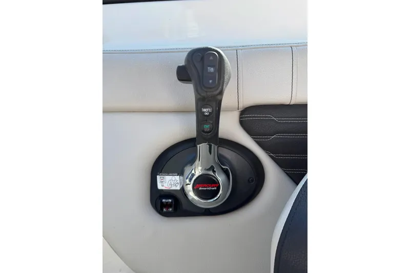 Slide: The Image of Throttle control of 2021 Sea Ray SPX 230 Outboard boat, featuring Mercury SmartCraft. - 11