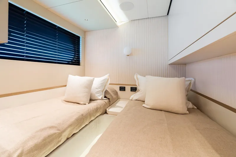 Slide: The Image of Luxurious twin cabin interior on 2022 Azimut Magellano 25 Metri yacht. - 14