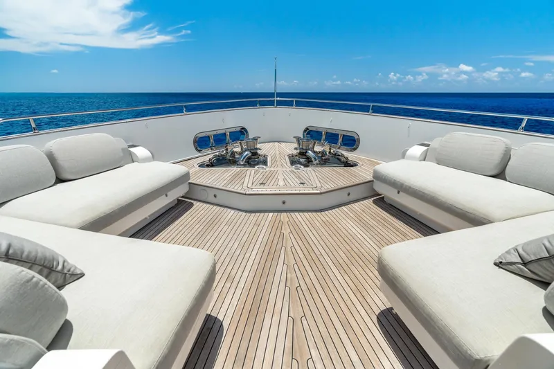 Slide: The Image of Luxurious deck of 2022 Azimut Magellano 25 Metri yacht with plush seating and ocean view. - 24