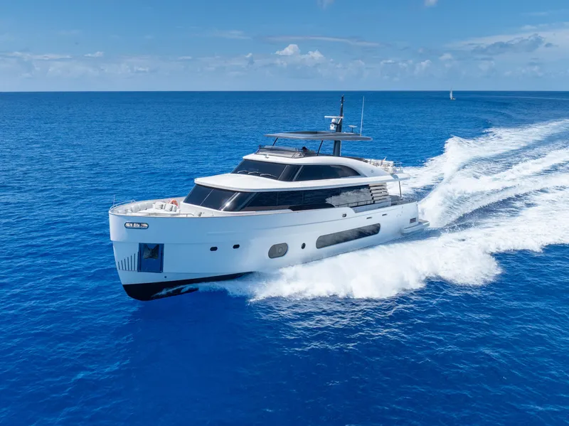 Slide: The Image of 2022 Azimut Magellano 25 Metri yacht cruising on open blue sea. - 4