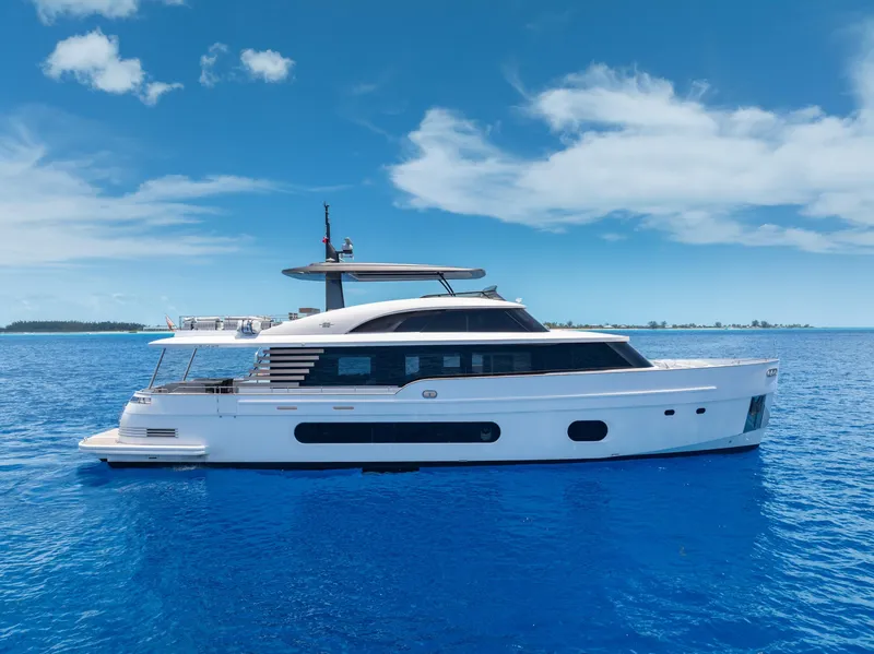 Slide: The Image of 2022 Azimut Magellano 25 Metri yacht on clear blue ocean under a bright sky. - 6