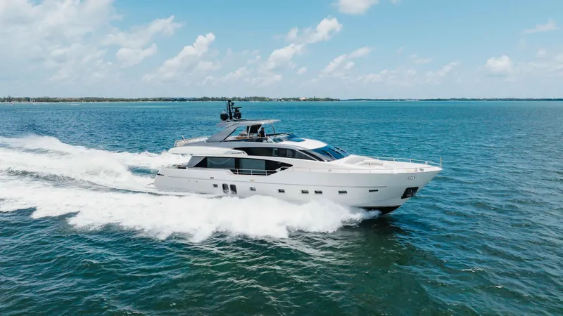 Slide: The Image of Luxury Sanlorenzo SL86 yacht cruising on open water, 2022 model. - 10