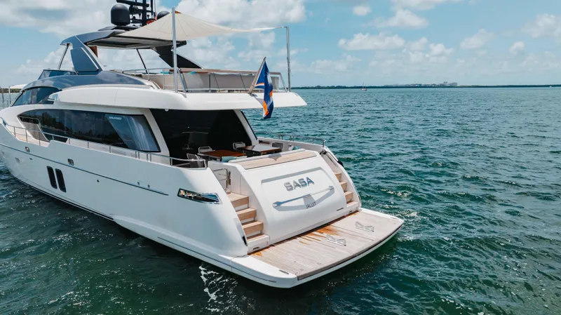 Slide: The Image of Luxury Sanlorenzo SL86 yacht on open water, 2022 model, elegant design. - 19