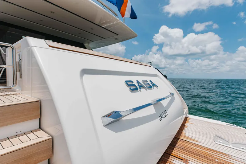 Slide: The Image of Luxury Sanlorenzo SL86 yacht, 2022 model, on open sea with clear skies. - 25