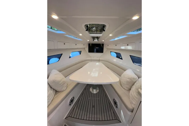 Slide: The Image of Luxurious interior of 2020 Intrepid 409 Valor yacht with elegant seating and modern design. - 38
