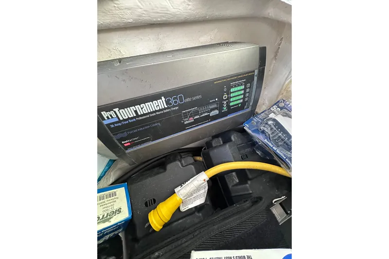 Slide: The Image of ProTournament 360 Elite marine battery charger in 2020 Intrepid 409 Valor boat. - 67