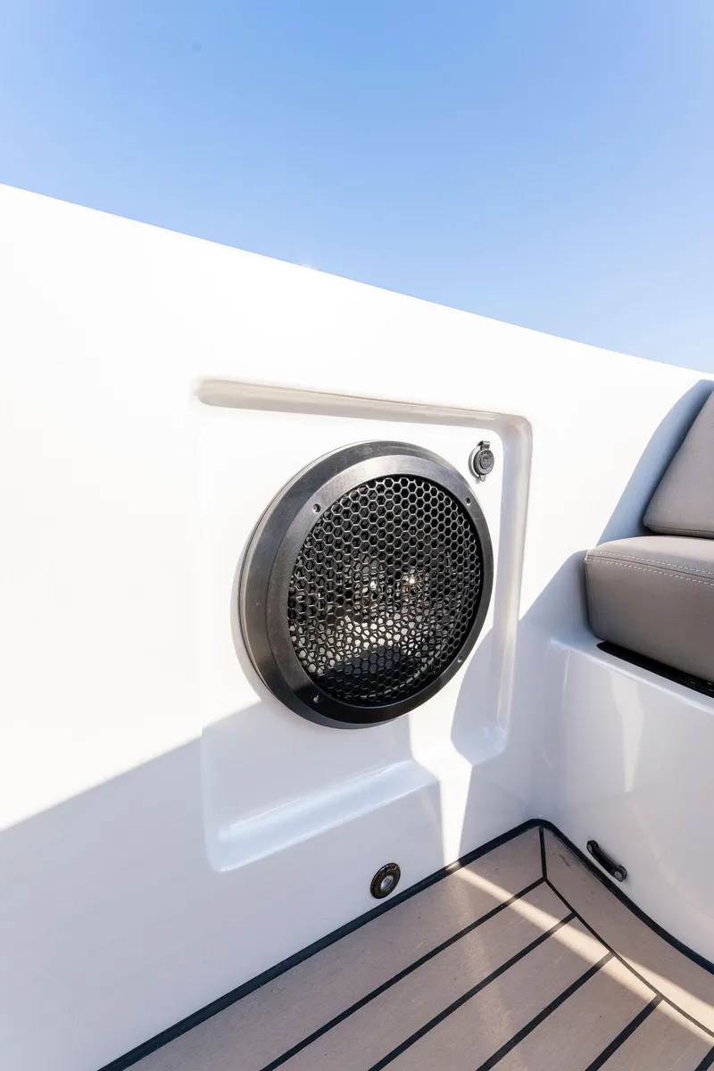 Slide: The Image of Speaker detail on 2022 Vanquish Yachts VQ58, showcasing modern design and luxury features. - 49