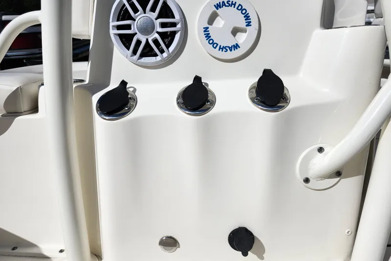 Slide: The Image of 2023 Sea Born FX22 Bay boat console with speaker and washdown feature. - 37