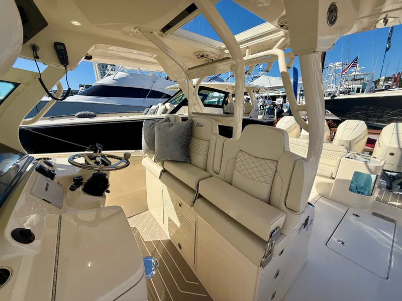 Slide: The Image of Interior of the 2026 Scout 400 LXF yacht. - 2