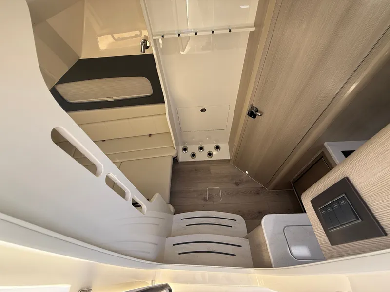 Slide: The Image of Interior of 2026 Scout 400 LXF yacht, modern amenities. - 9