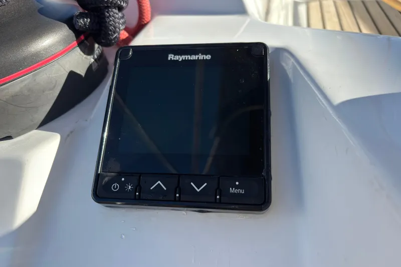 Slide: The Image of Raymarine display on 2018 Jeanneau Sun Odyssey 389 yacht deck. - 17