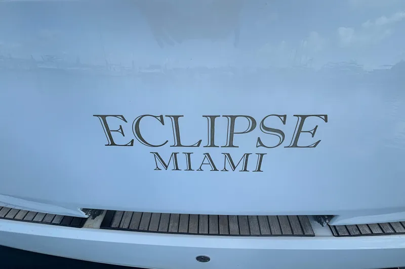 Slide: The Image of Jeanneau Sun Odyssey 389, 2018, named "Eclipse Miami" on the boat's stern. - 22