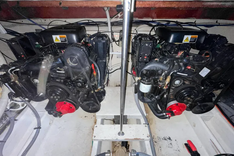 Slide: The Image of Engine room of 2000 Cruisers Yachts 3375 Express with dual engines. - 34