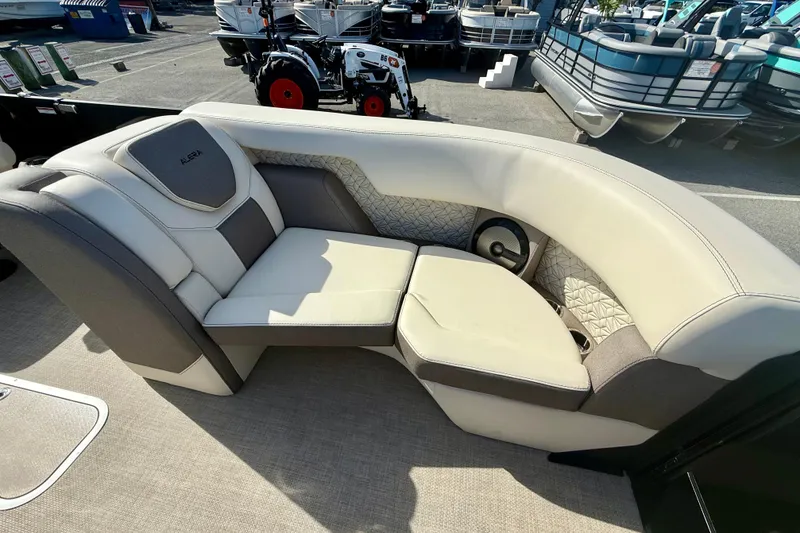 Slide: The Image of Luxurious seating on 2026 Alera M23 boat, featuring elegant design and premium materials. - 11