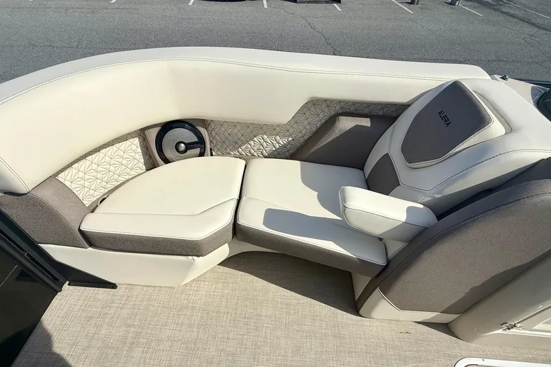 Slide: The Image of Luxurious seating on 2026 Alera M23 boat, featuring elegant design and premium materials. - 9