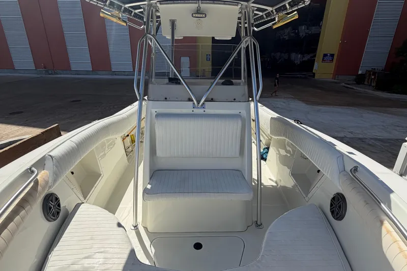 Slide: The Image of 2000 Hydra-Sports 2500 CC boat interior with seating and storage compartments. - 9