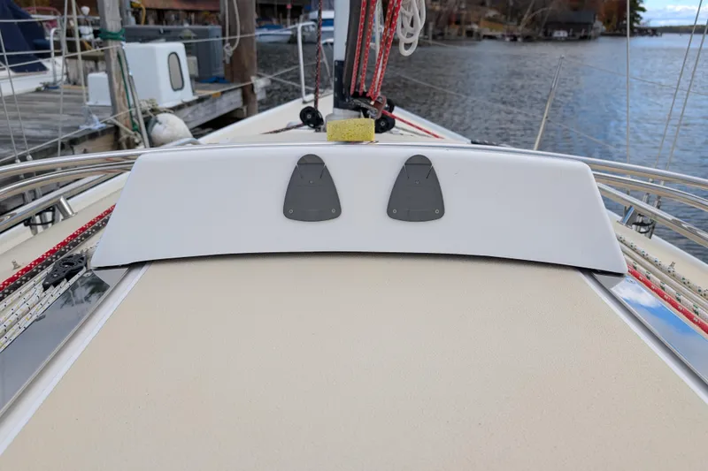 Slide: The Image of 2016 J Boats J 95 sailboat deck with rigging and water view. - 10