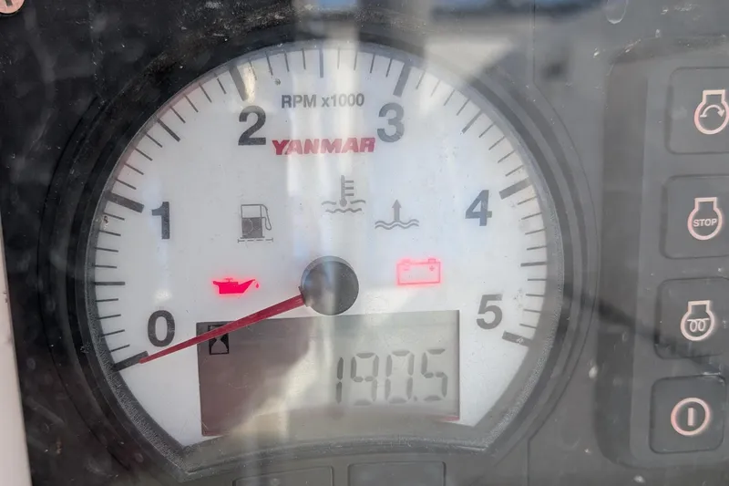 Slide: The Image of Yanmar RPM gauge on 2016 J Boats J 95 sailboat dashboard. - 25