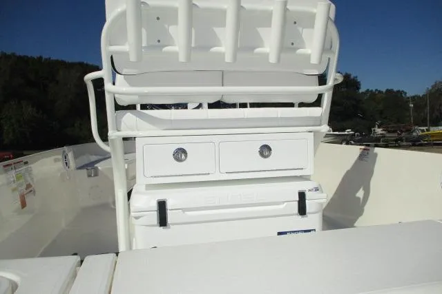 Slide: The Image of 2026 Skeeter SX2350 boat interior with storage compartments and seating. - 16