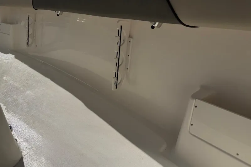 Slide: The Image of Interior view of 2026 Key West 239 FSR boat, showcasing sleek design and storage features. - 43