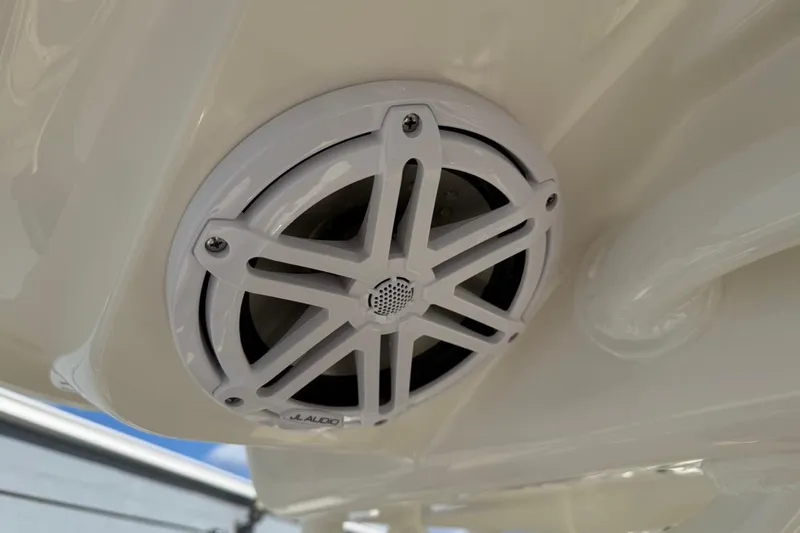 Slide: The Image of Marine speaker on 2026 Key West 239 FSR boat, featuring JL Audio design. - 55