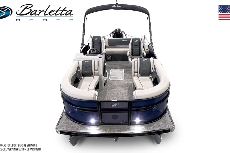 Slide: The Image of 2026 Barletta C22UC pontoon boat with elegant seating and modern design. - 12
