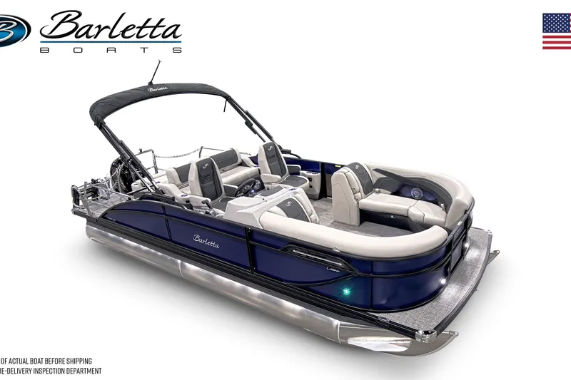 Slide: The Image of 2026 Barletta C22UC pontoon boat with luxurious seating and sleek design. - 5