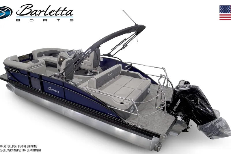 Slide: The Image of 2026 Barletta C22UC pontoon boat with sleek design and comfortable seating. - 8