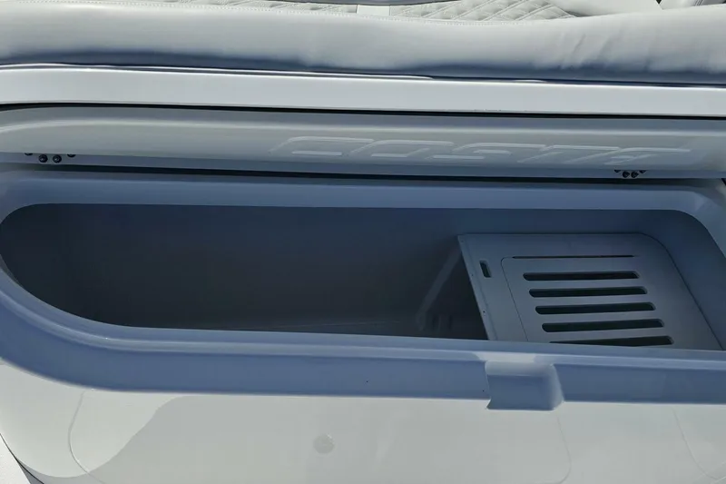 Slide: The Image of Storage compartment of 2025 Costa Custom Boats 34ST, featuring sleek design and spacious interior. - 15