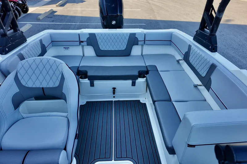 Slide: The Image of 2025 Bayliner VR4 Bowrider OB interior with spacious seating and modern design. - 10