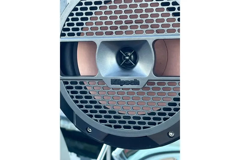 Slide: The Image of Close-up of a Klipsch speaker on a 2021 MasterCraft XT21 boat. - 17