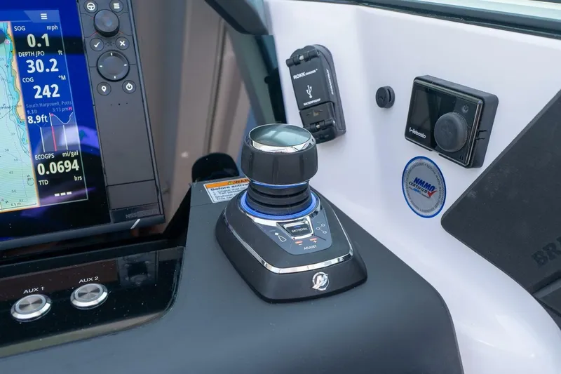 Slide: The Image of Control console of the 2026 Axopar 37 Aft Cabin. - 47