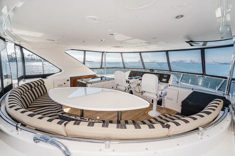 Slide: The Image of Luxurious 2010 Ocean Alexander motor yacht interior with panoramic windows and elegant seating. - 25