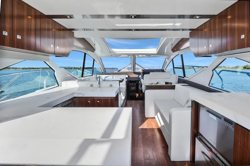 Slide: The Image of Luxurious interior of 2022 Cruisers Yachts 54 Cantius with modern design and scenic views. - 30