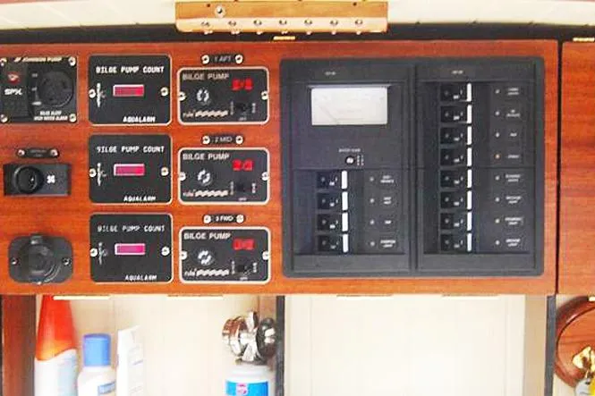 Slide: The Image of Control panel of a 1985 Sam L. Morse Bristol Channel Cutter 28 sailboat. - 11