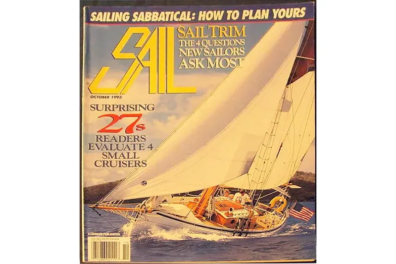 Slide: The Image of Magazine cover featuring a sailboat, "Sail" October 1993 issue, with sailing tips and cruiser evaluations. - 19