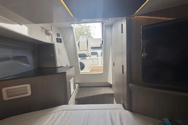 Slide: The Image of Interior view of 2026 Navan S30 boat cabin with modern design elements. - 24