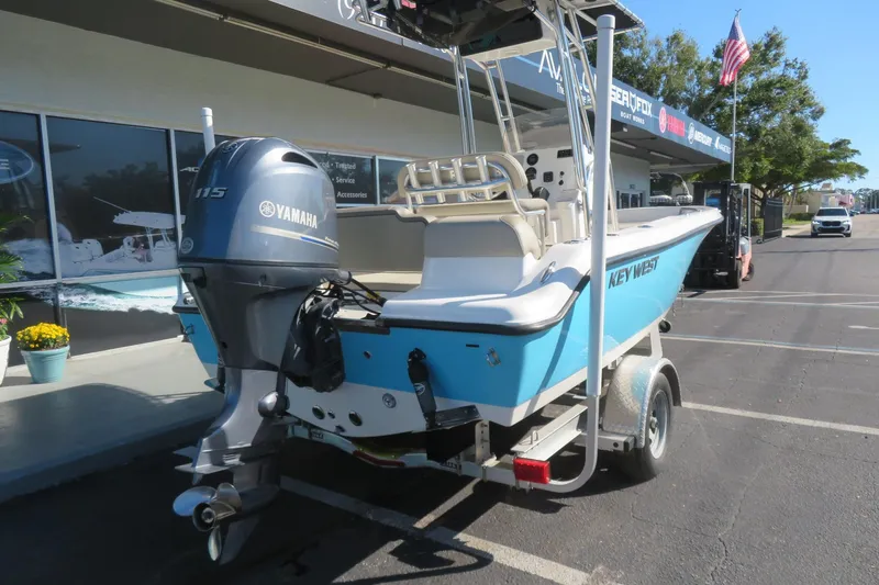 Slide: The Image of 2022 Key West 189 FS boat with Yamaha 115 engine on trailer. - 3
